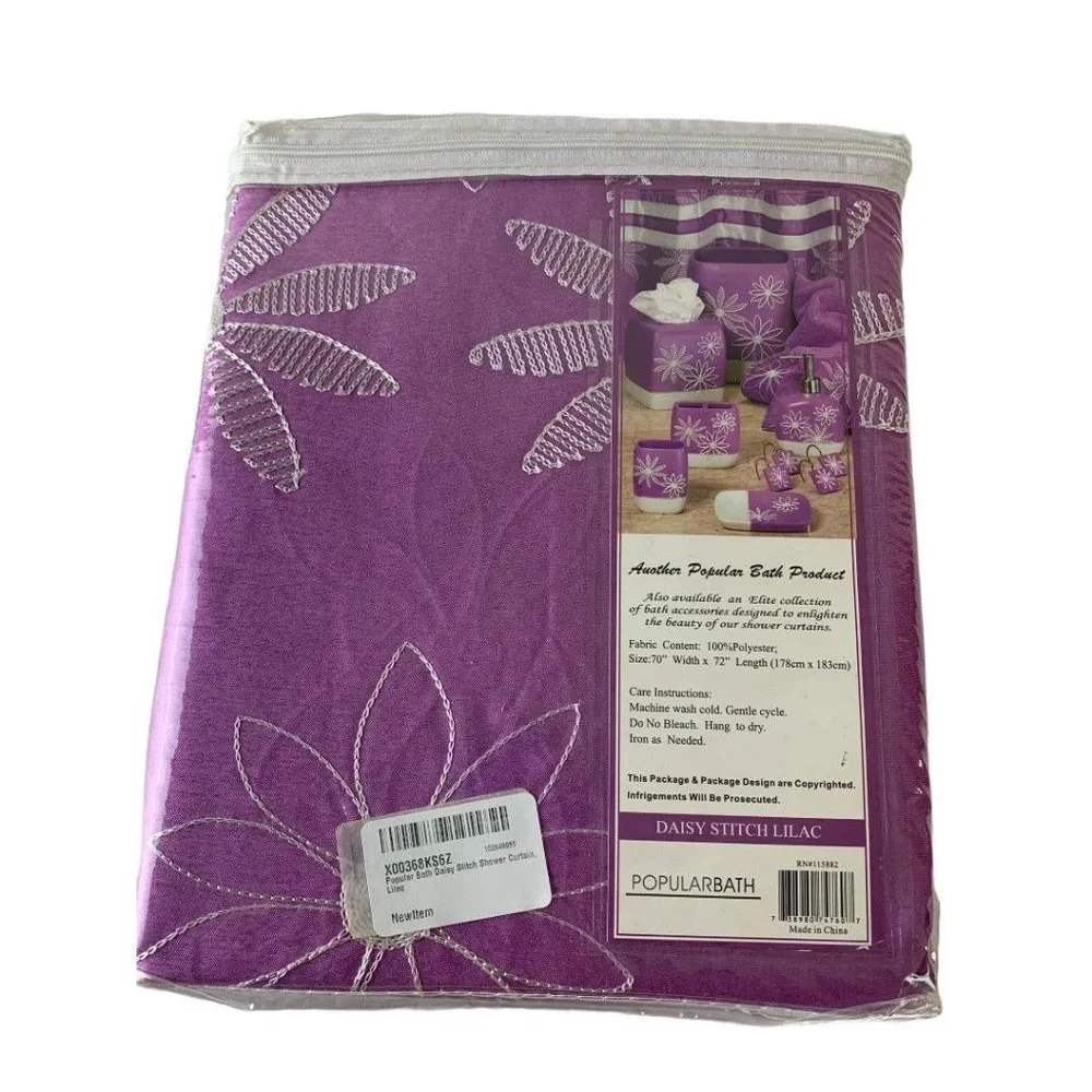 Popular Bath Daisy Stitch Lilac Shower Curtain 70